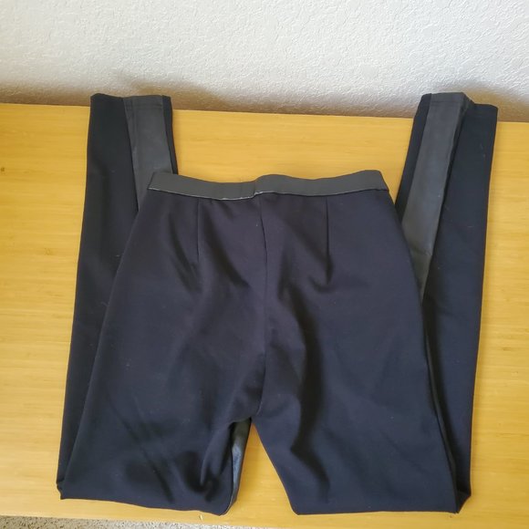 W118 WALTER BAKER Black on Black Vegan Tuxedo Ankle Leggings EXTRA SMALL XS - Picture 4 of 4